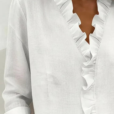 Indie | Blouse with Ruffles, V-Neck and Long Sleeves