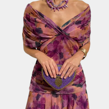 Florendra | Long Floral V Neck Dress