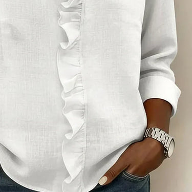 Indie | Blouse with Ruffles, V-Neck and Long Sleeves