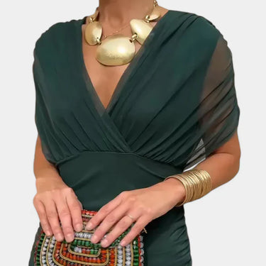 Florendra | Long Floral V Neck Dress